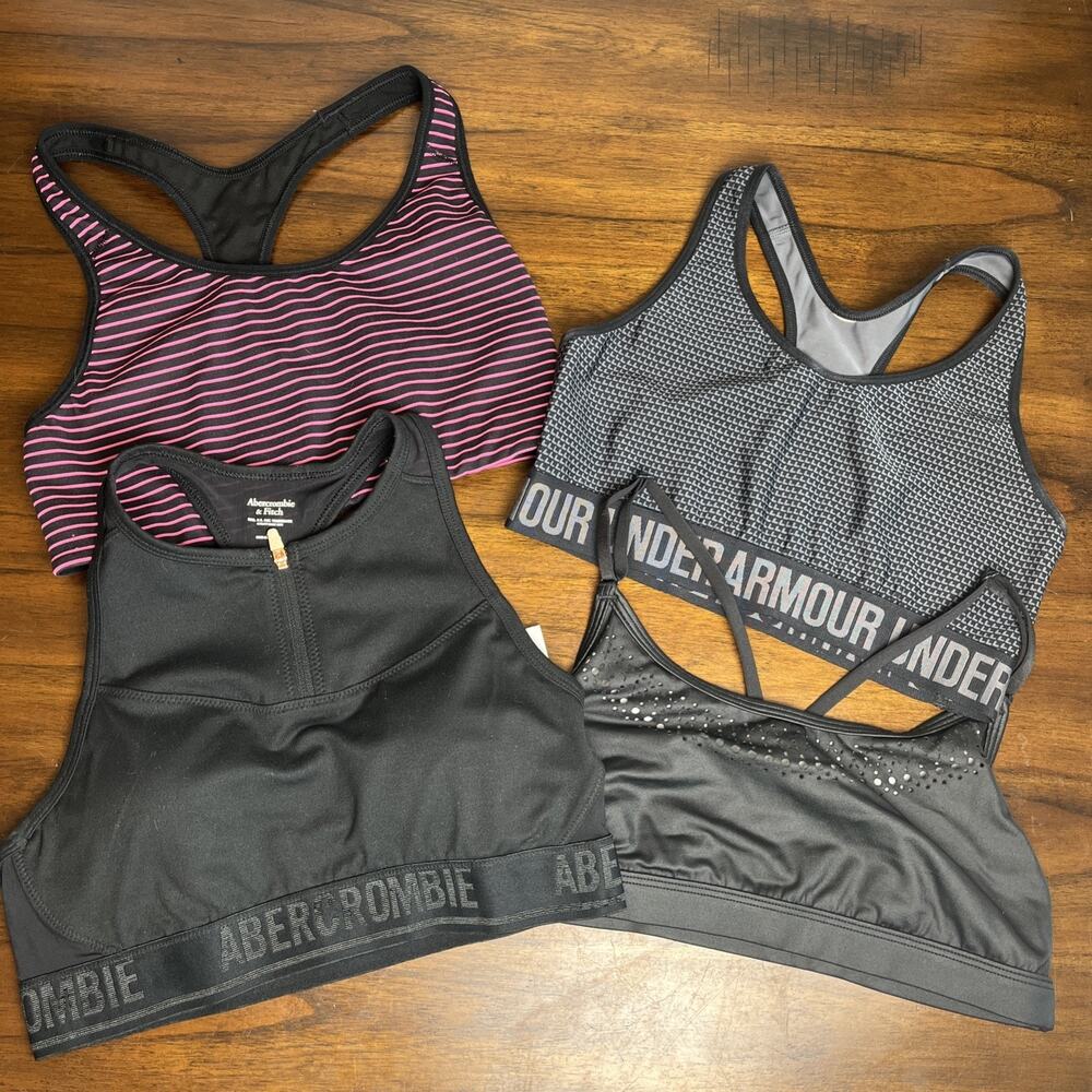 Sports Bras Sz Small Lot Of 4 From A&F, UA, Old Navy, VS - Yoga Gym Athleisure